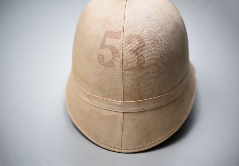 SPANISH AMERICAN WAR MODEL 1880 PITH HELMET - UNIT MARKED