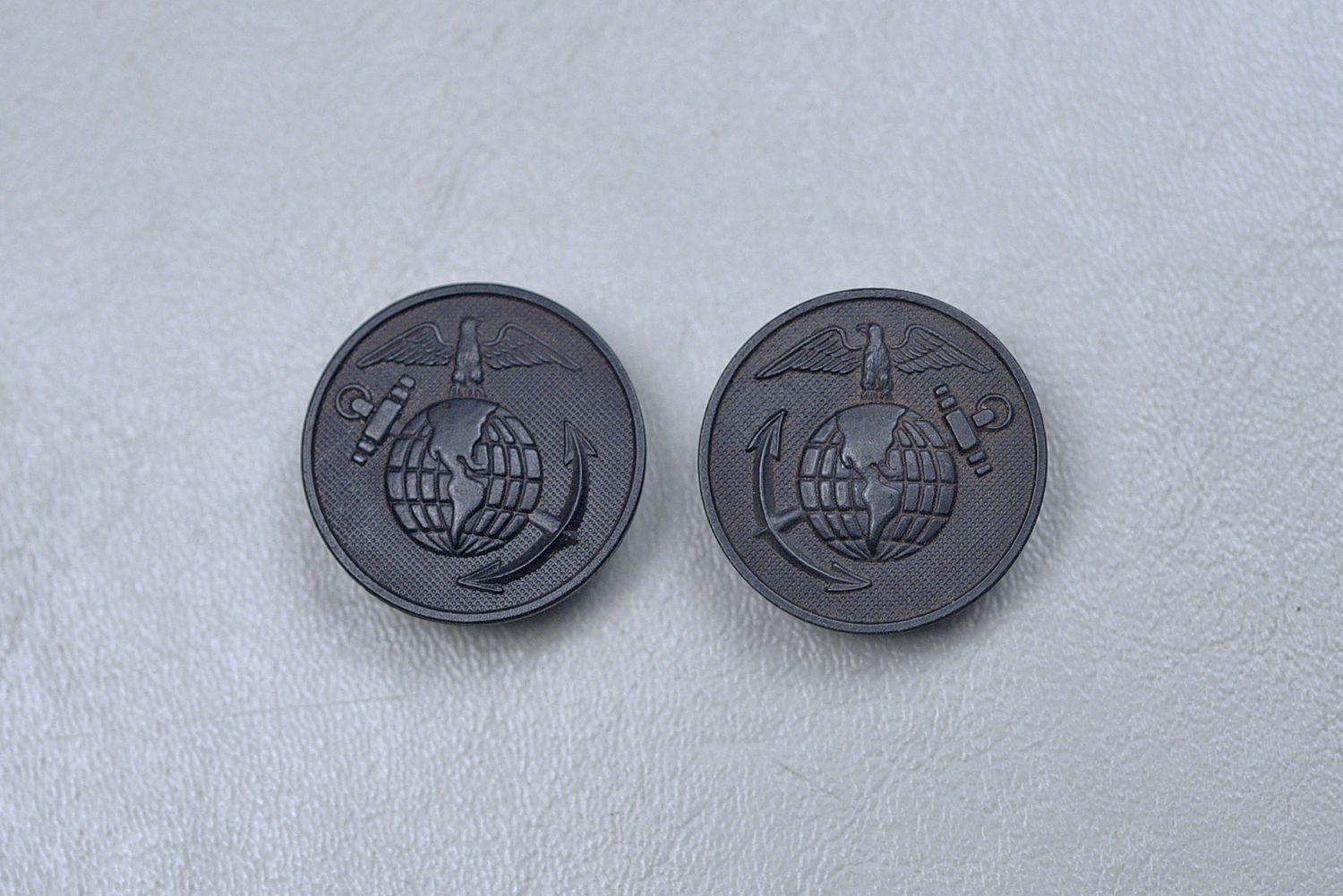 WWI U.S. MARINE CORPS ENLISTED COLLAR DISKS - MATCHED PAIR