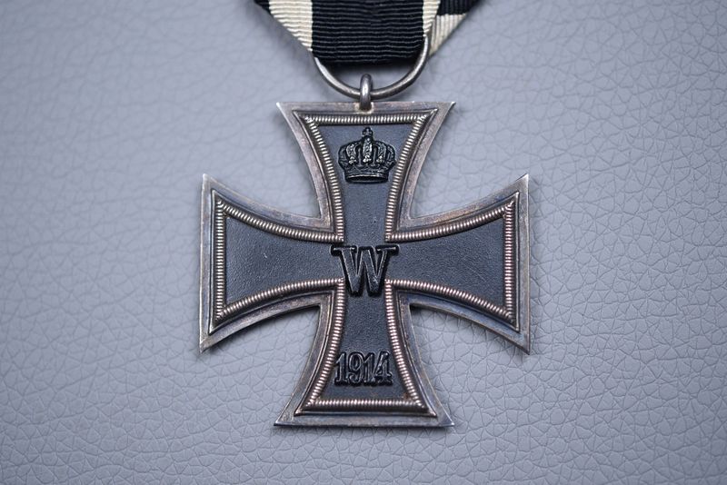 WWI GERMAN 1914 IRON CROSS 2nd CLASS ON RIBBON – MARKED ‘G’