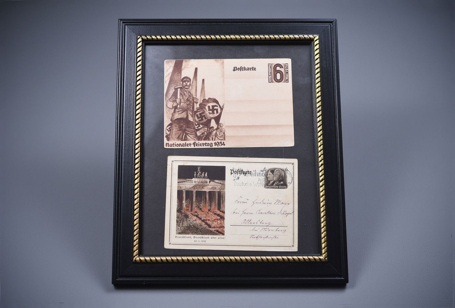 WWII GERMAN FRAMED POST CARDS (2)