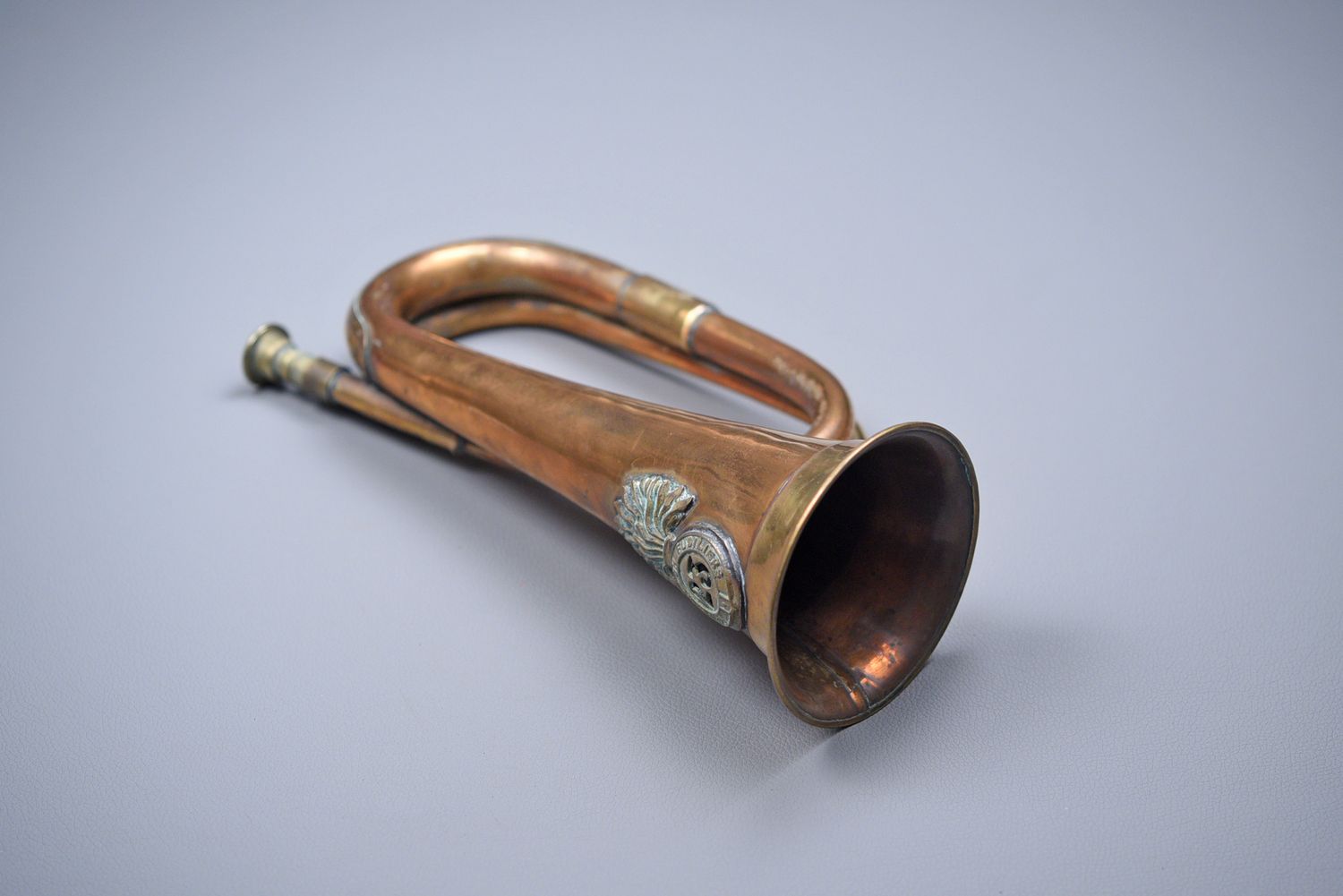 Pre-WWI BRITISH BRASS & COPPER BUGLE OF THE 23rd ROYAL WELSH FUSILIERS Pre-WWI BRITISH BRASS & COPPER BUGLE OF THE 23rd ROYAL WELSH FUSILIERS