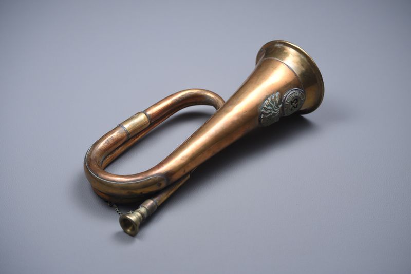 Pre-WWI BRITISH BRASS & COPPER BUGLE OF THE 23rd ROYAL WELSH FUSILIERS