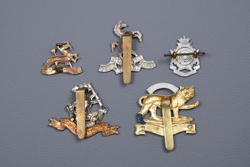 WWI BRITISH & CANADIAN REGIMENTAL BADGE LOT OF 5 INSIGNIA