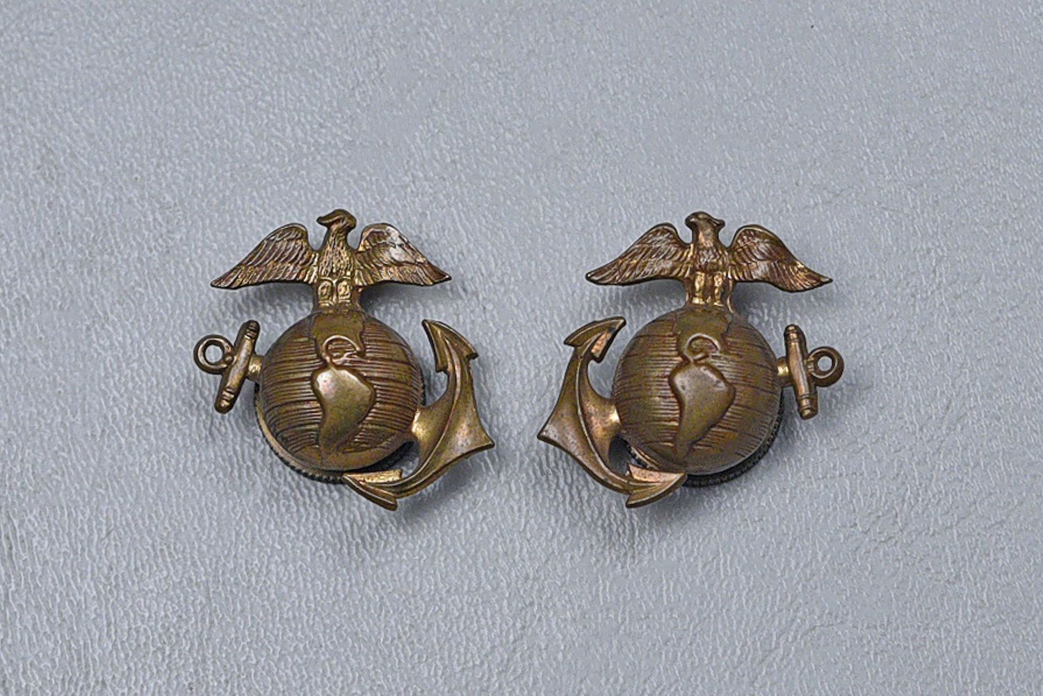 WWII U.S. Pre-WAR 1920'S-1930'S EAGLE, GLOBE &amp; ANCHOR COLLAR INSIGNIA – MATCHED PAIR