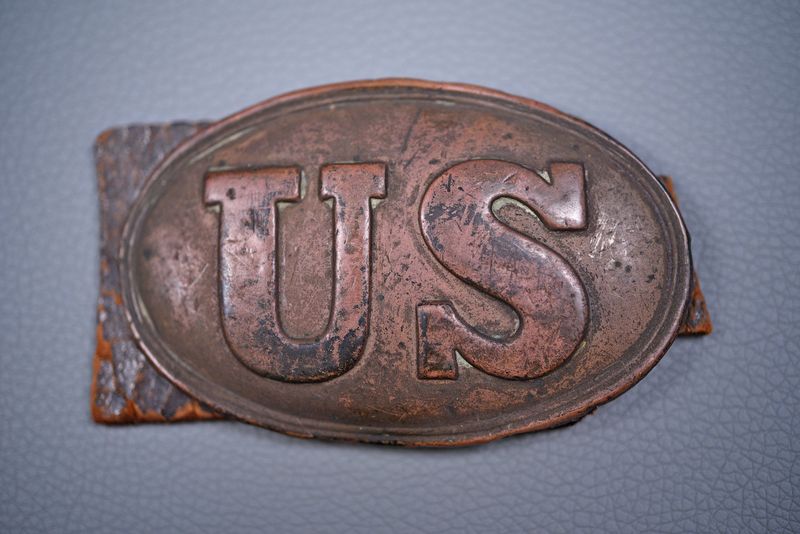 CIVIL WAR US OVAL BUCKLE w/BELT LEATHER – NON-DUG