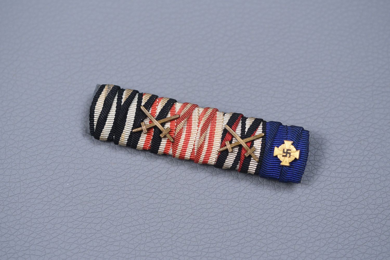 WWI GERMAN 1914 IRON CROSS 5-PLACE RIBBON BAR - DOUBLE DRAPED RIBBONS WWI GERMAN 1914 IRON CROSS 5-PLACE RIBBON BAR - DOUBLE DRAPED RIBBONS