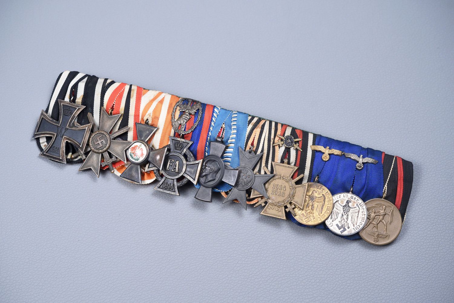 WWI/WWII GERMAN 1914 IRON CROSS 2nd CLASS 10-PLACE MEDAL BAR