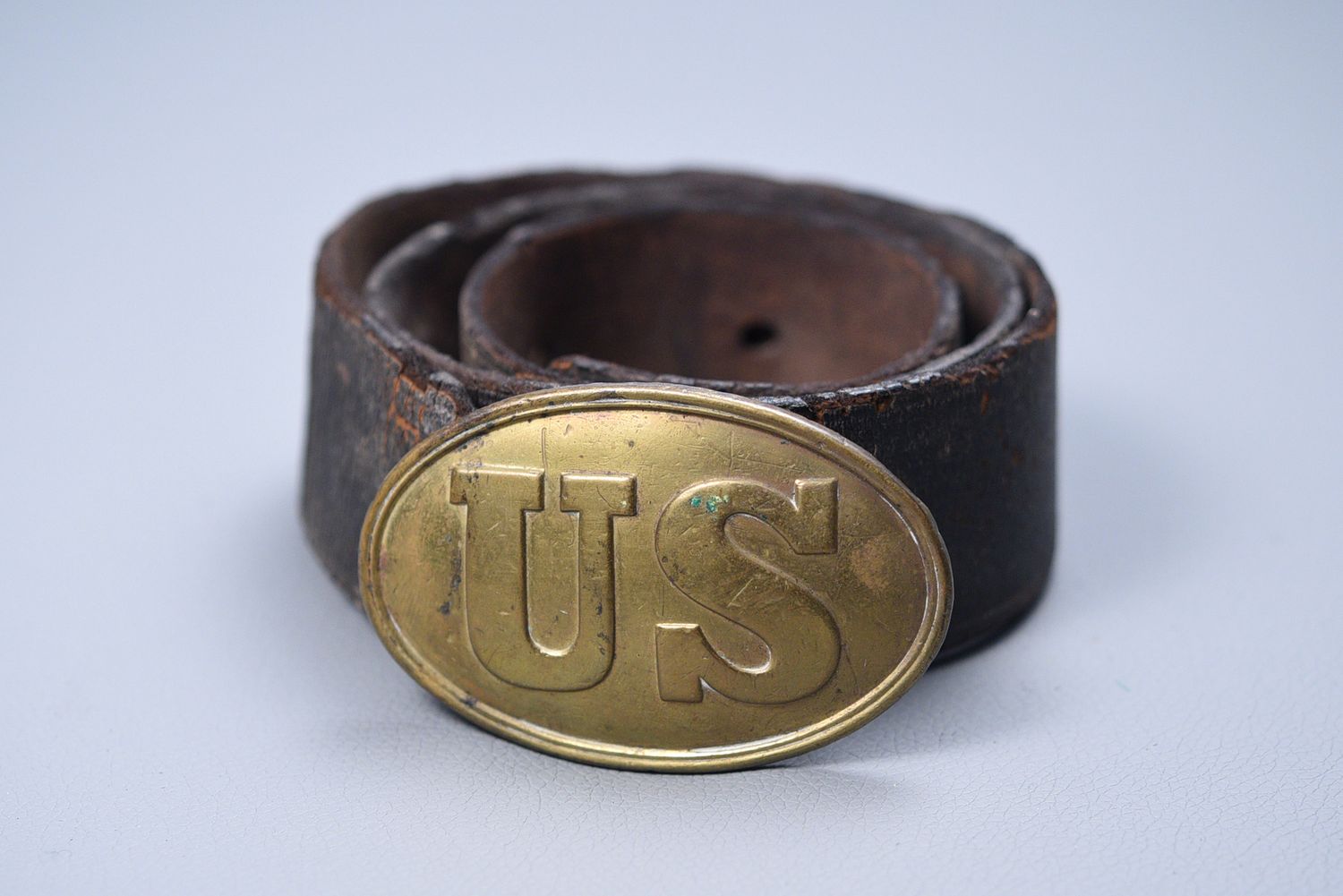 CIVIL WAR U.S. OVAL BUCKLE ON BLACK LEATHER BELT