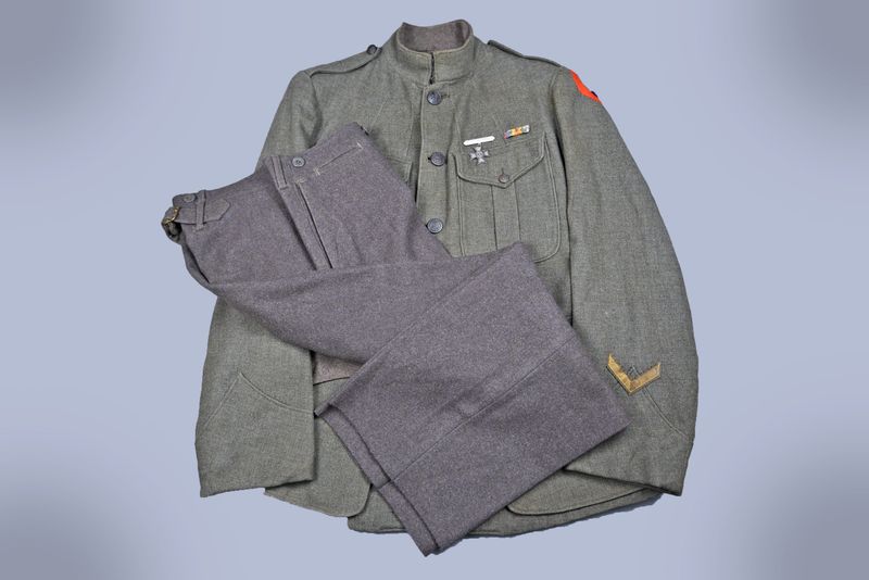 WWI U.S. MARINE CORPS FIRST AVIATION FORCE ENLISTED UNIFORM JACKET & TROUSERS WWI U.S. MARINE CORPS FIRST AVIATION FORCE ENLISTED UNIFORM JACKET & TROUSERS