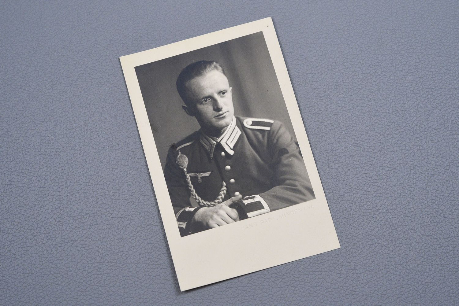 WWII GERMAN PHOTO POSTCARD OF ARMY FELDWEBEL IN WAFFENROCK WWII GERMAN PHOTO POSTCARD OF ARMY FELDWEBEL IN WAFFENROCK