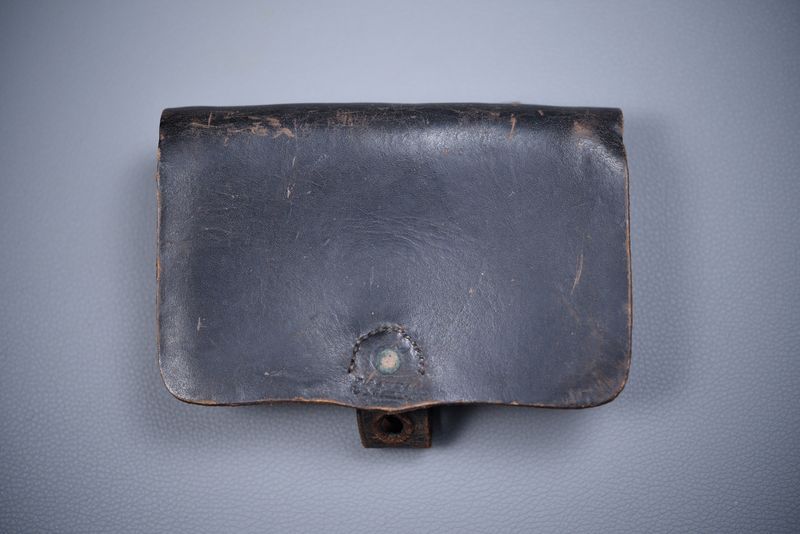 CIVIL WAR PISTOL CARTRIDGE BOX BY J. DAVY & CO. NEWARK NJ