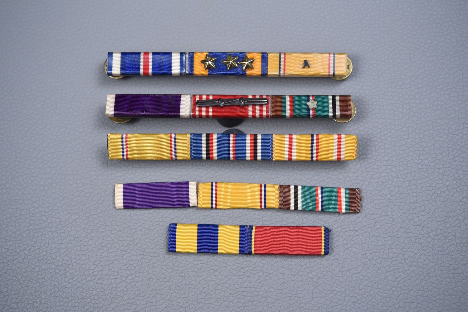 WWII US SERVICE RIBBON BAR LOT - 5 BARS
