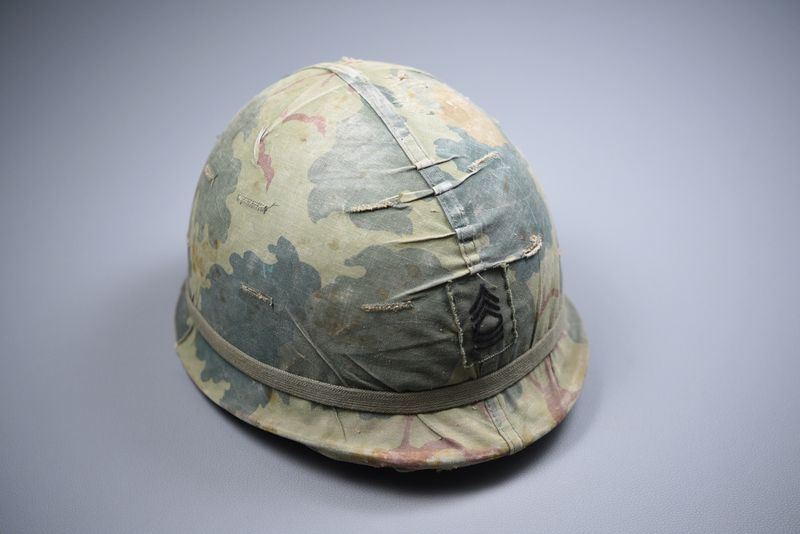 VIETNAM WAR U.S. STEEL HELMET w/MITCHELL COVER - DATED LATE '64 -EARLY '65