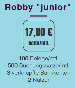 Robby "junior" mtl. 17 € plus Belegverarbeitung mtl. 65,95 €