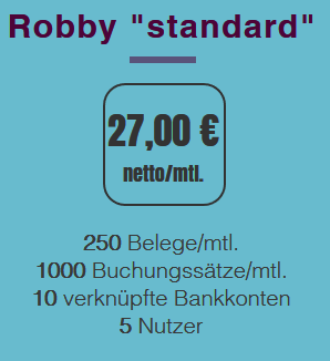 Robby "standard" mtl. 27 € plus Belegverarbeitung mtl. 95,95 €