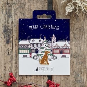 GOLD PLATED EMAMEL VIZSLA PIN (CHRISTMAS THEME)