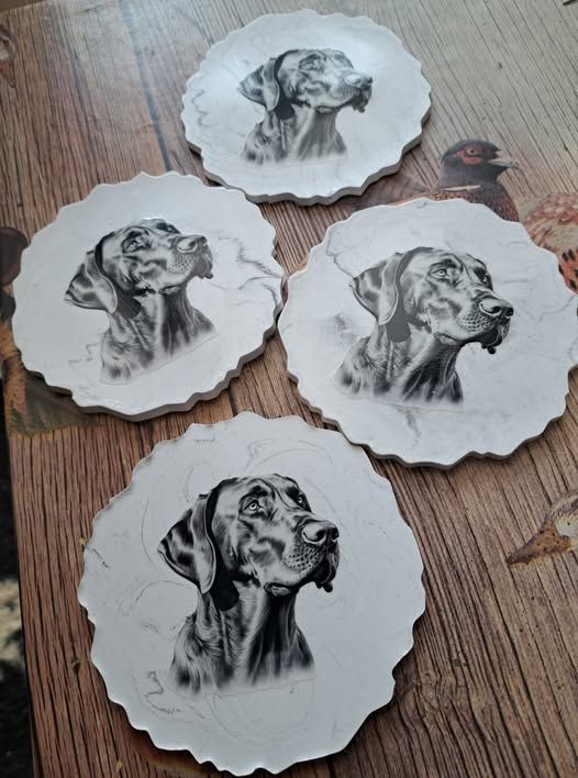 SET OF 2 CERAMIC VIZSLA COASTERS