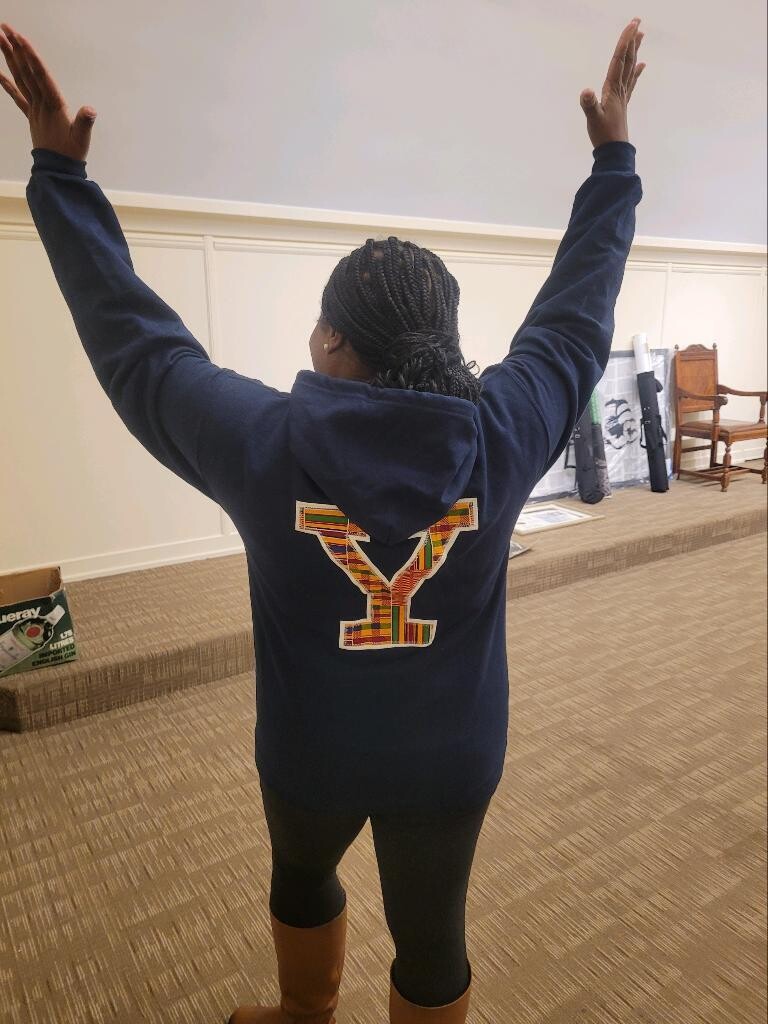 Kente "Y" Hoodie Black (Adult)