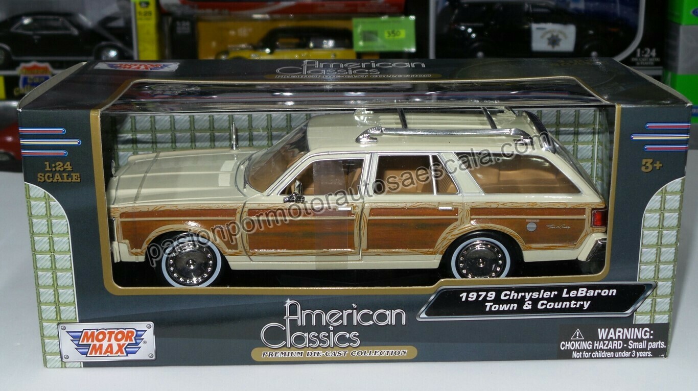 1:24 Chrysler Lebaron Town Country 1979 Beige Guayin Wagon Motor Max C caja