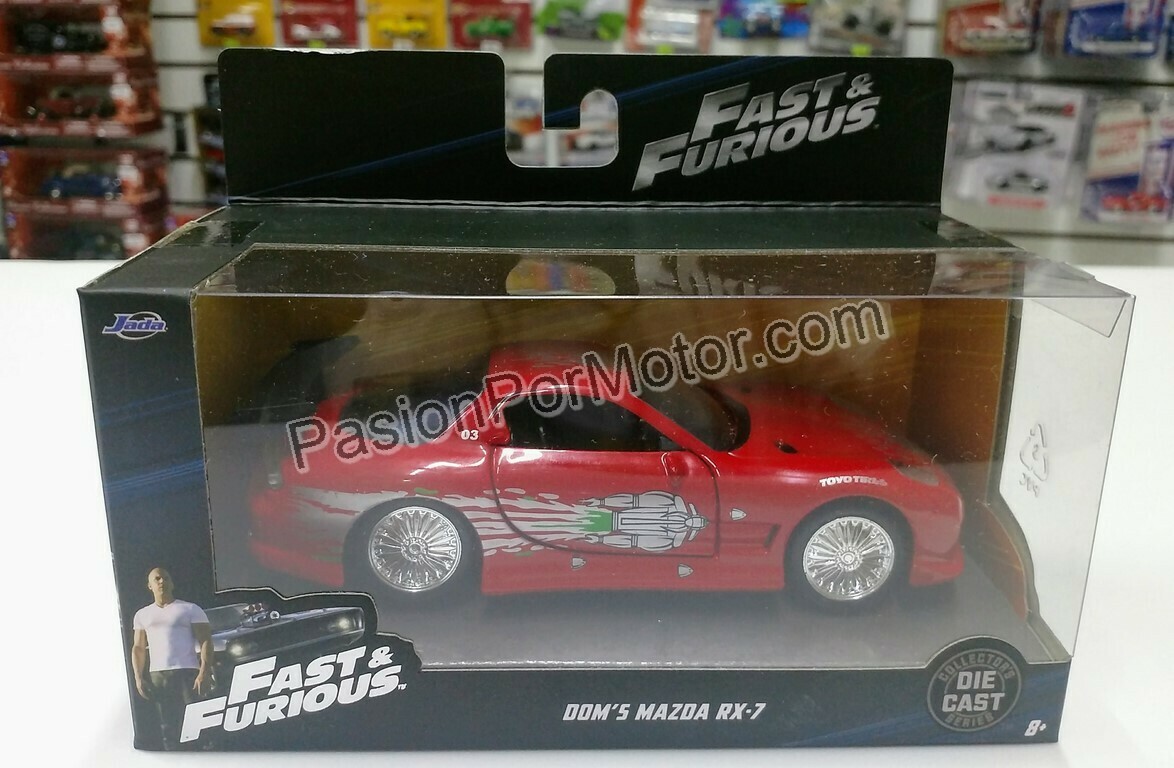 1:32 / 5 Pulgadas Mazda RX7 1993 Dom's Toretto Rojo  Rapido y Furioso 1 Jada Toys
