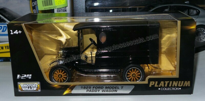 1:24 Ford T Paddy Wagon 1925 Motor Max Platinum Carcacha C Caja