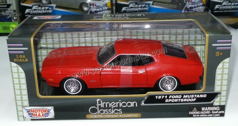 1:24 Ford Mustang Sportsroof 1971 Rojo Motor Max C Caja Mach Shelby