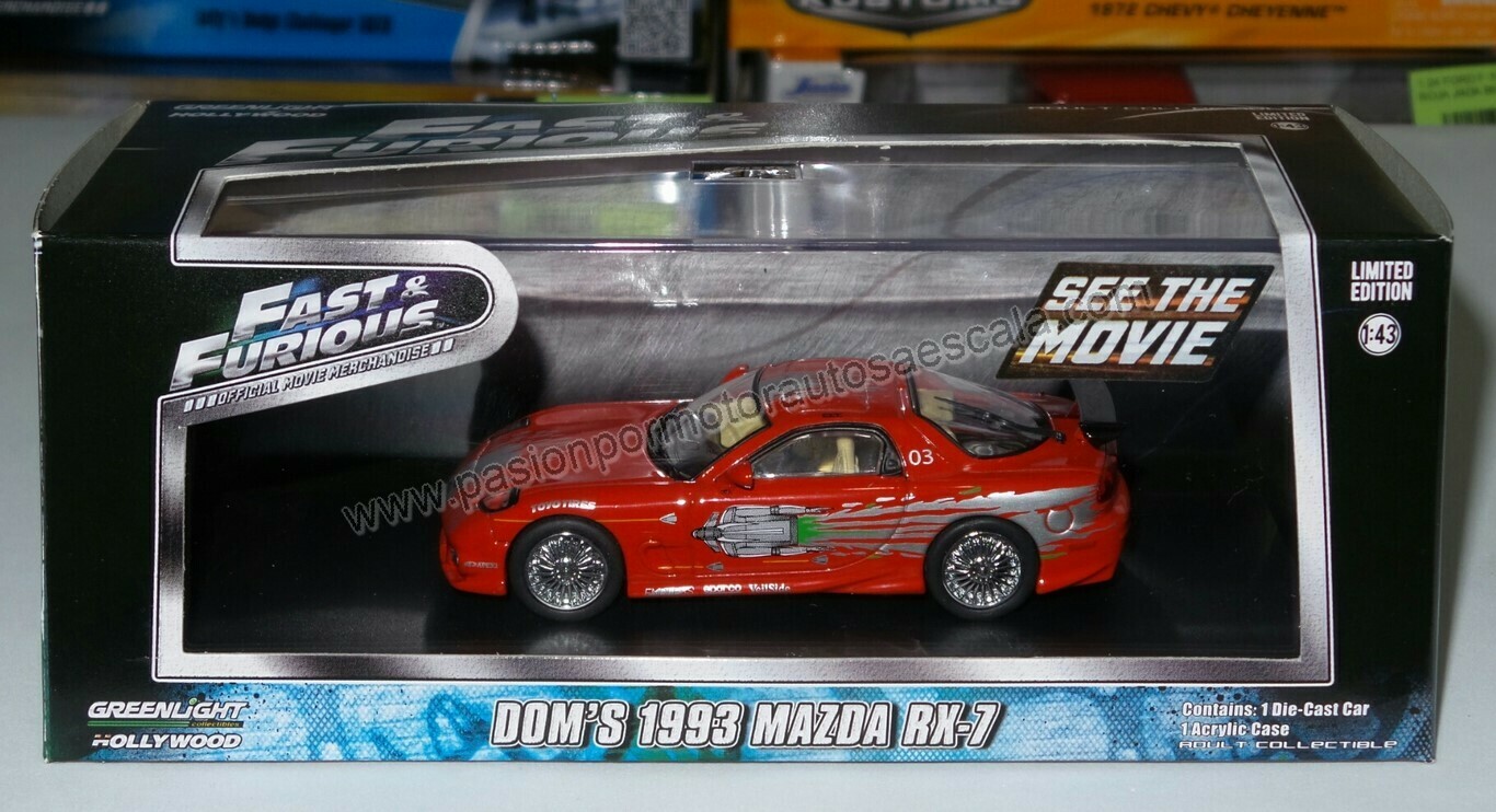 1:43 Mazda RX-7 1993 Dom's Toretto Rapido y Furioso 1 de Greenlight