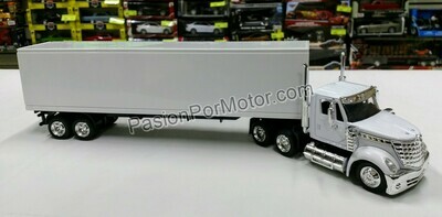 1:43 International Lonestar Day Cab 2008 C Caja Seca Blanco Liso Trailer NEW RAY 00361