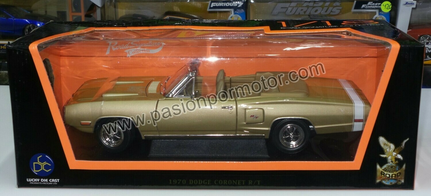 1:18 Dodge Coronet R/T Convertible 1970 Ocre Lucky Die Cast - Road Signature
