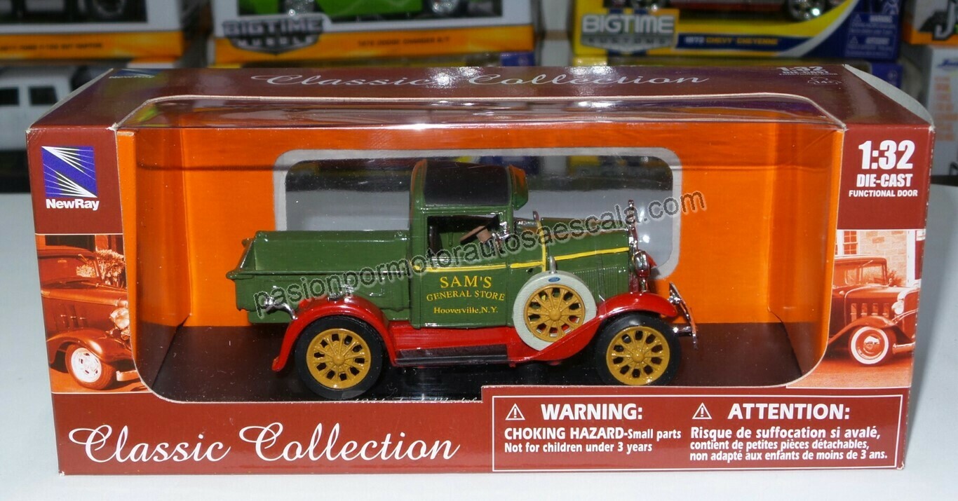 1:32 Ford Modelo A Pick Up 1931 Verde Carcacha New Ray