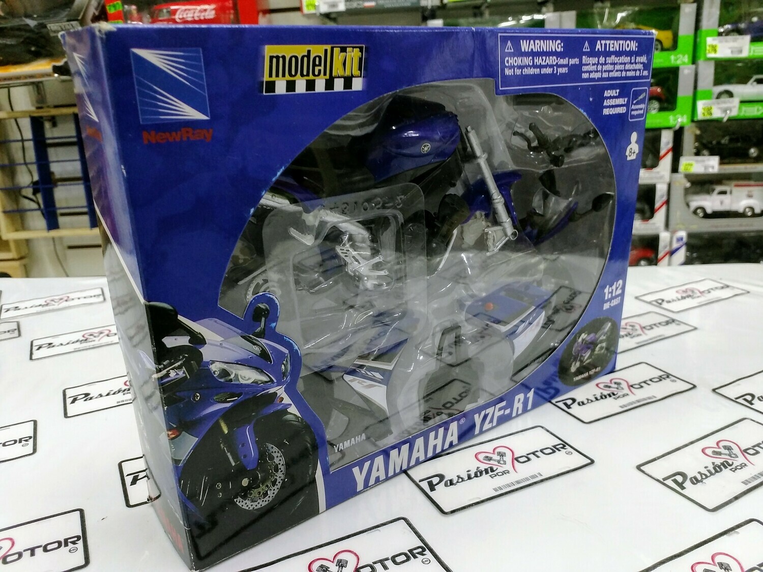1:12 Yamaha YZF-R1 2008 Azul Moto Kit Para Armar New Ray