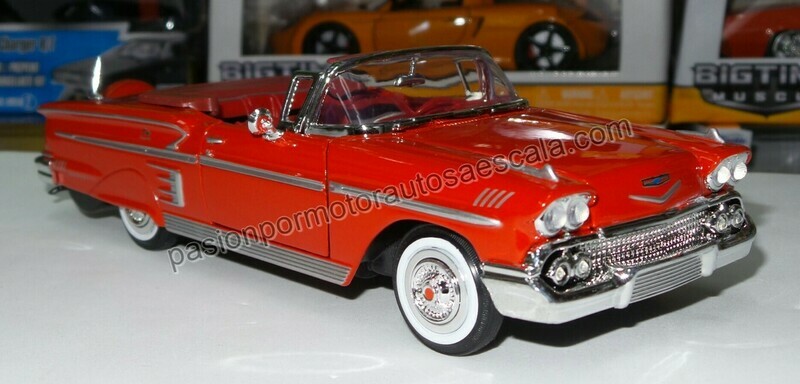 1:24 Chevrolet Impala Convertible 1958 Rojo MOTOR MAX 04177
