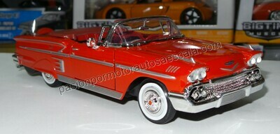 1:24 Chevrolet Impala Convertible 1958 Rojo MOTOR MAX 04177