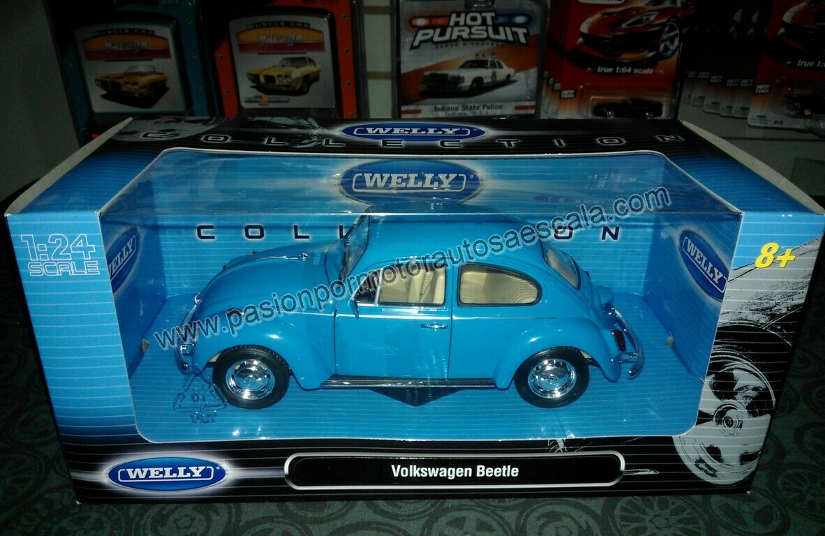 1:24 Volkswagen Beetle 1302 1972 Azul Welly C Caja