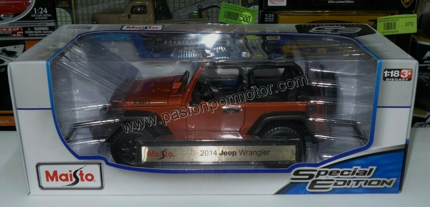 1:18 Jeep Wrangler Willys 2014 Cobre Open Top Maisto Special Edition 1:18