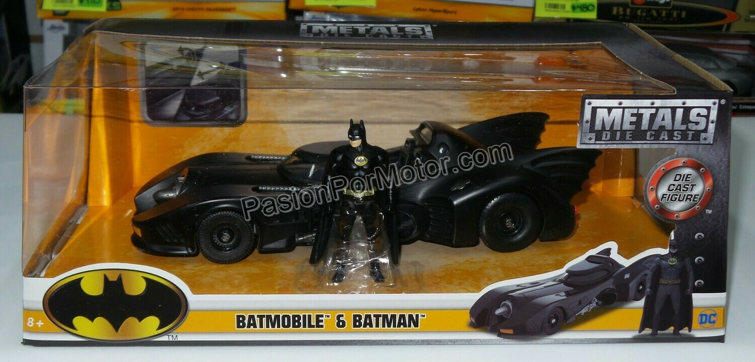 1:24 Batimovil 1989 - 1992 C Figura de Batman Jada Toys Metals DC Comics En Caja