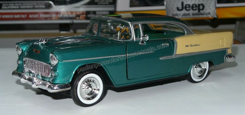 1:24 Chevrolet Bel Air Coupe 1955 Verde C Beige Motor Max C Caja