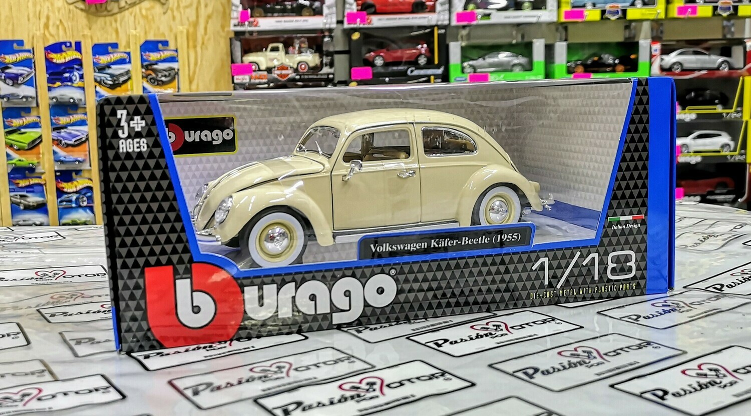 1:18 Volkswagen Beetle Kafer 1955 Oval Window Beige Bburago Vocho