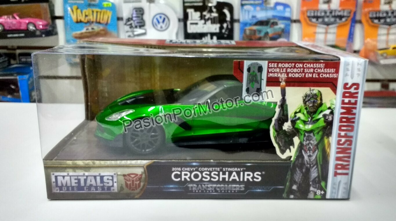 1:24 Chevrolet Corvette Stingray 2016 Crosshairs Transformers The Last Knight Jada Toys Hollywood Rides C Caja