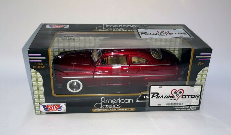 1:24 Ford Mercury Eight Coupe 1949 Rojo Candy Motor Max C Caja