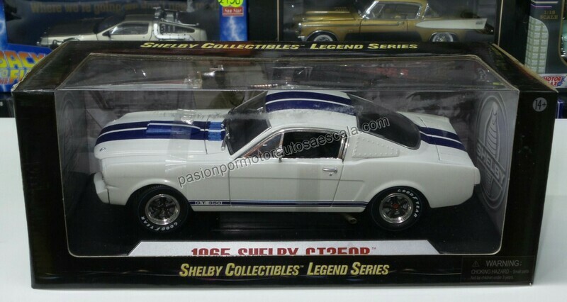 1:18 Shelby GT350 R 1965 Blanco Franjas Azules Shelby Collectibles Cars Ford Mustang Hard Top