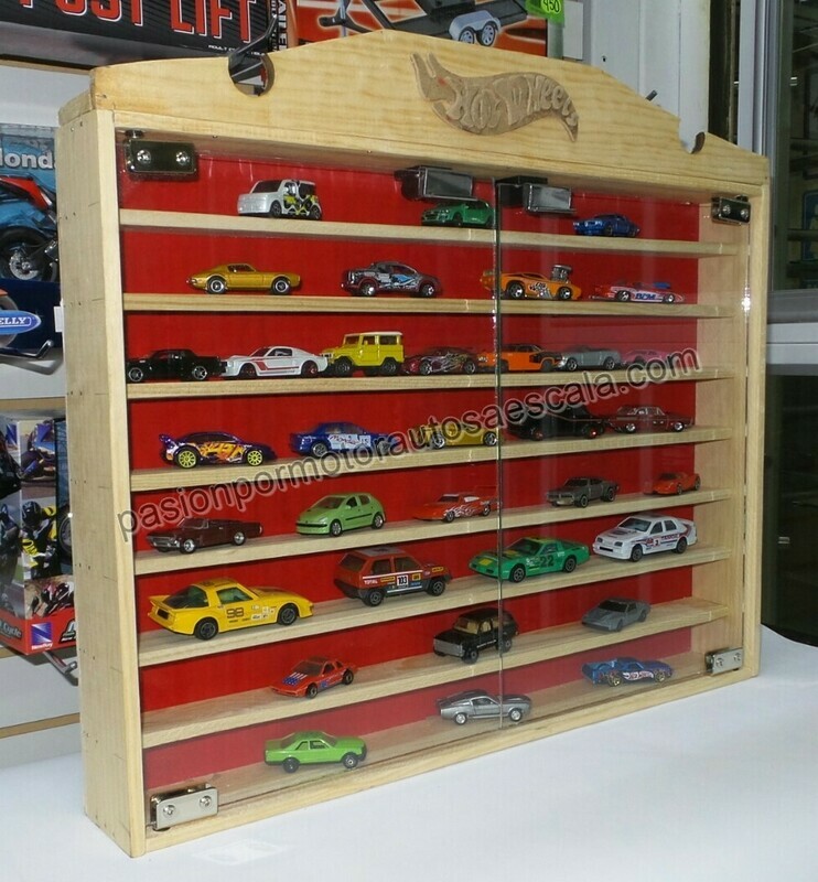 Vitrina Coleccionador de Pared Repisa En Madera Basico Para 56 Pz (aprox.) 1:64 Tipo Hot Wheels