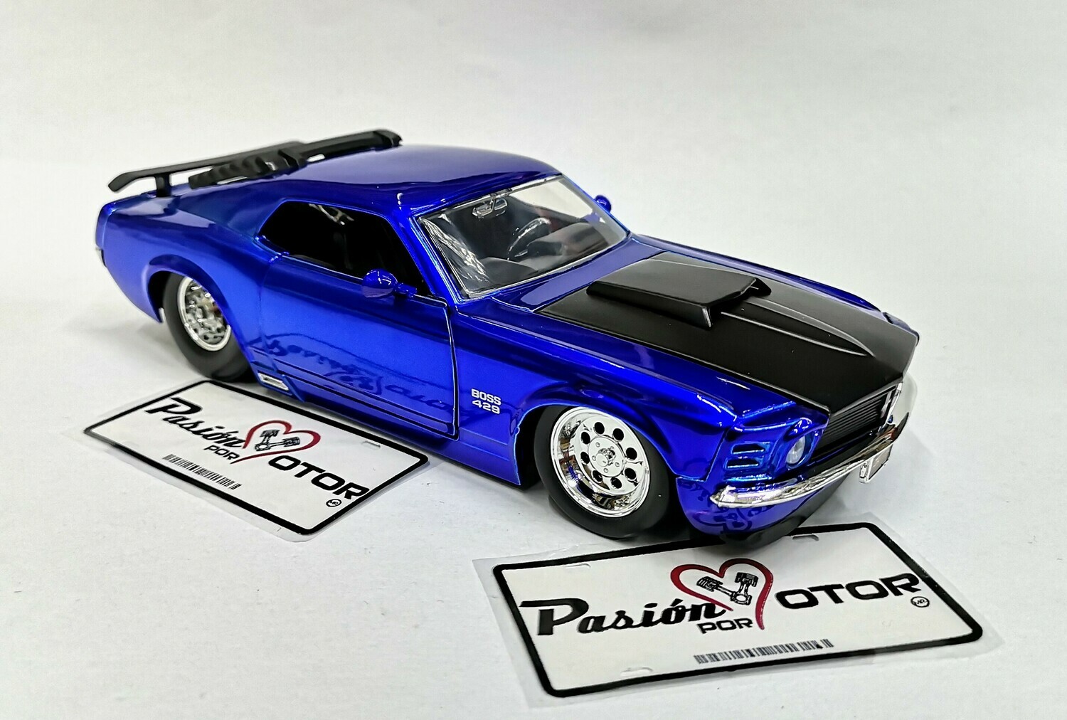1:24 Ford Mustang Boss 429 1970 Rines 1/4 Milla Dragster Azul Camdy JADA TOYS Big Time Muscle Shelby