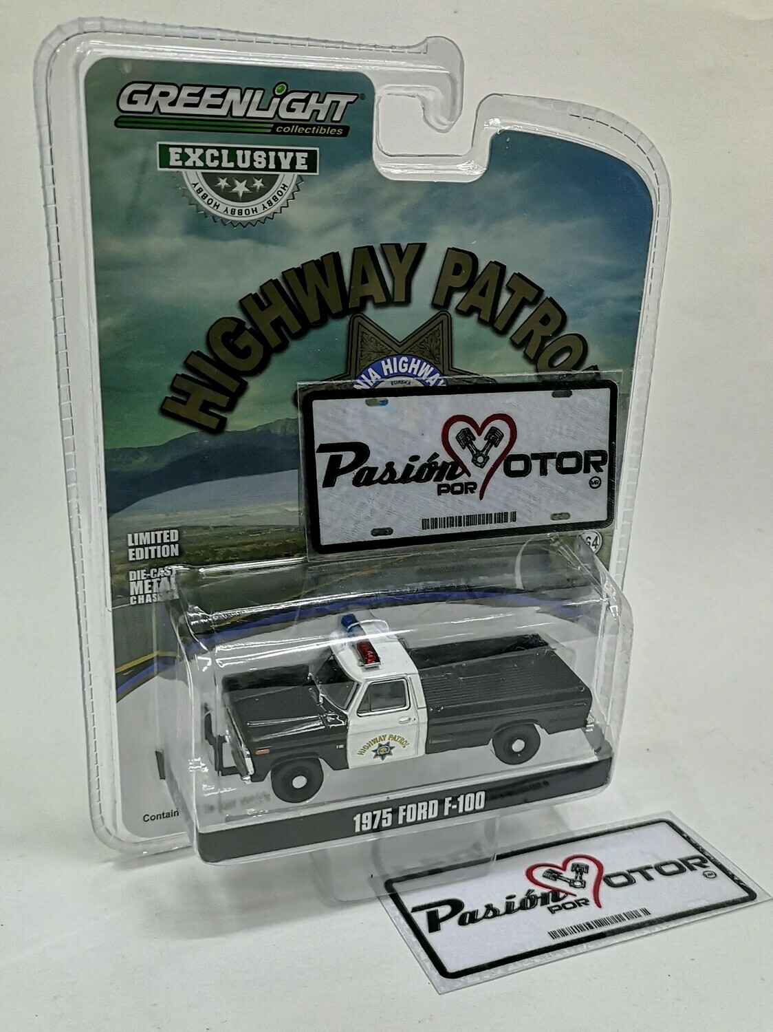 1:64 Ford F-100 Pick Up 1975 California Highway Patrol Patrulla Policia Greenlight Hobby Exclusive