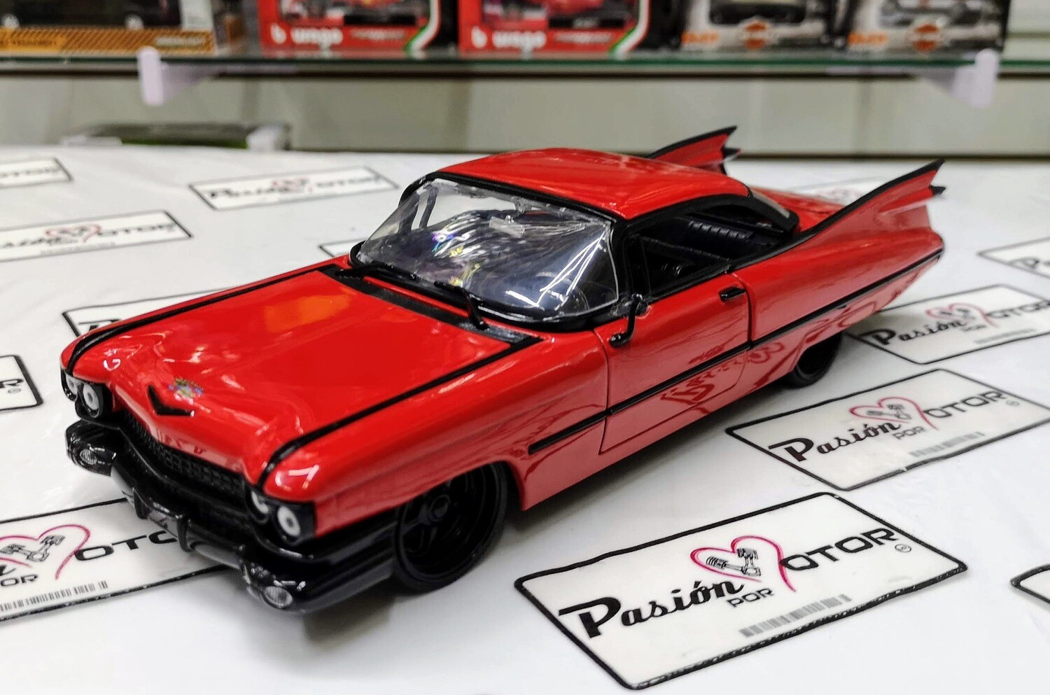 1:24 Cadillac Coupe Deville 1959 Rojo Jada Toys Big Time Kustoms En Display / A Granel