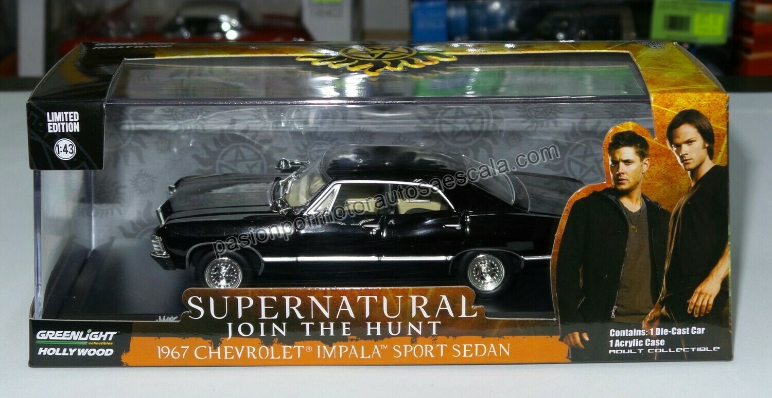 Greenlight 1:43 Chevrolet Impala Sport Sedan Supernatural 1967 Negro Hollywood En caja