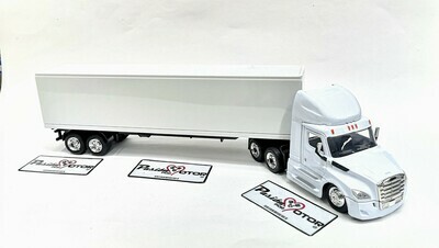 1:43 Freightliner Cascadia 2018 Day Cab Con Trailer Caja Seca Blanco Liso NEW RAY 01286