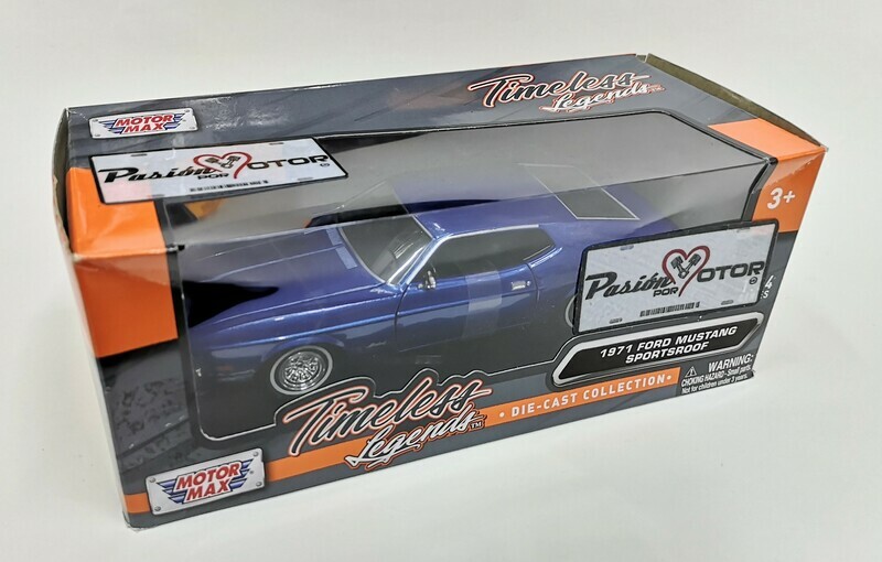 1:24 Ford Mustang Sportsroof 1971 Azul Motor Max C Caja Mach Shelby