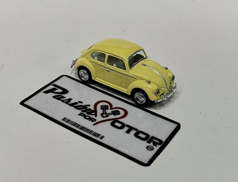1:64 Volkswagen Beetle Sedan 1967 Amarillo Pastel Friccion KINSMART En Display a Granel 01539