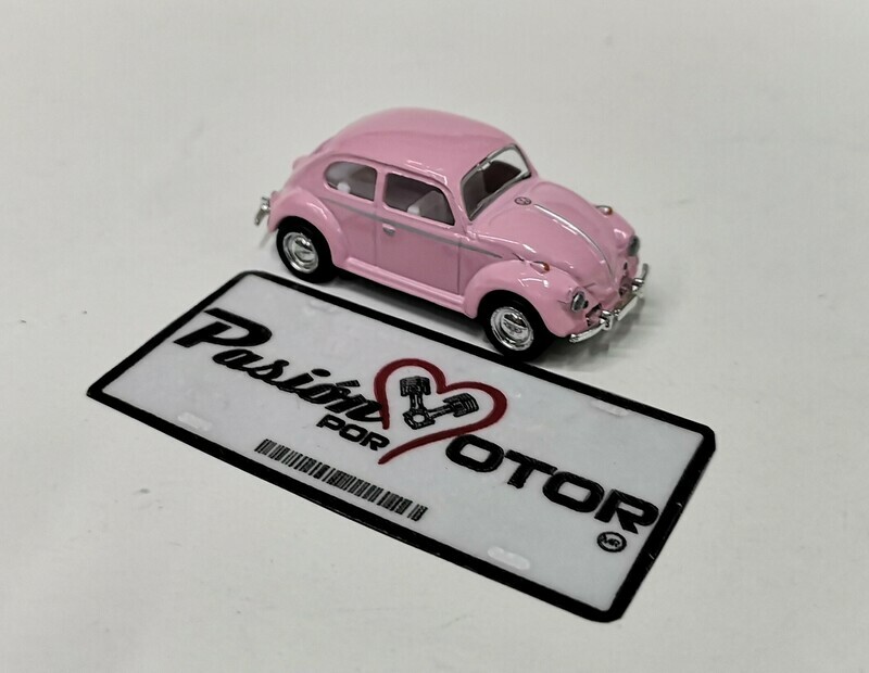 1:64 Volkswagen Beetle Sedan 1967 Rosa Pastel Friccion KINSMART En Display a Granel 01542
